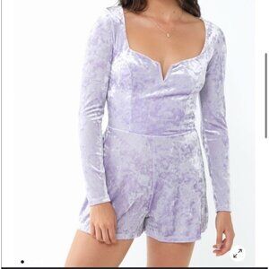 Urban Outfitters Lavender Velvet Long Sleeve Romper S Soft Stretchy Fabric